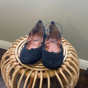 Criss cross suede ballet flats
